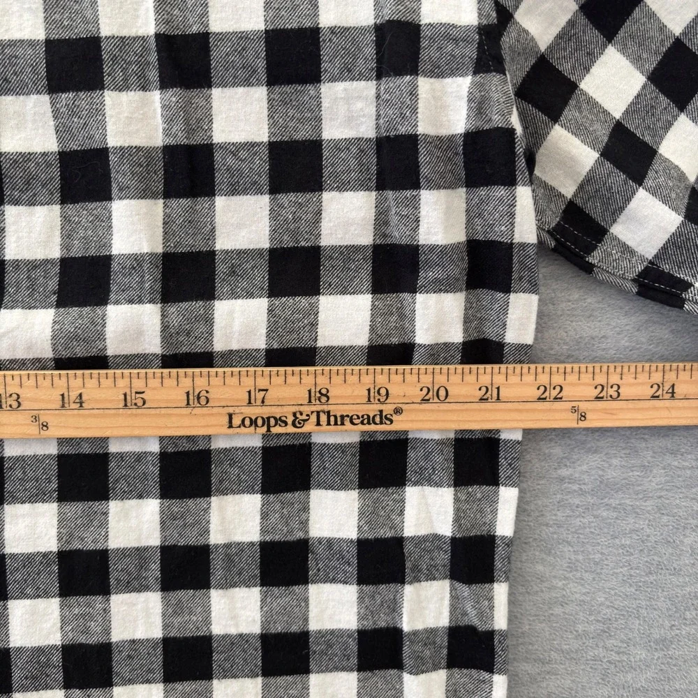 J.Crew Mens Slim Fit Flannel Shirt Large Black White Buffalo Check Plaid Cotton